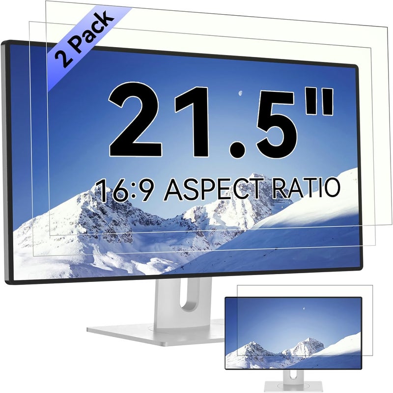 Mamol [2-Pack] 21.5 Inch Computer Blue Light Blocking Screen Protector for 16:9 Widescreen Monitor, Anti Glare Anti-UV Eye Protection Desktop PC LED Monitor Filter, Removable Anti-Scratch Screen Film 21in - Image 1